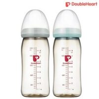 더블하트 Softouch 모유실감 PPSU 젖병 노꼭지 트윈팩 2종 세트, 그레이, 민트, 240ml, 2개