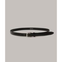 LAMINEZ 20mm 베이직 레더 벨트 - Black Silver Basic Leather Belt