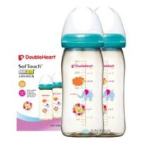 더블하트 소프트터치 모유실감 젖병 애니멀 240ml 트윈팩, 투명, 1세트