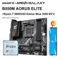 AMD-라이젠 7 5800X3D R7 5800X3D 8 코어 16 스레드 CPU + 기가 바이트 B550M AORUS ELITE B550m 마더보드, 01 마더 보드