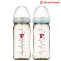 더블하트 Softouch 모유실감 PPSU 젖병 노꼭지 트윈팩 2종 세트, 그레이, 민트, 240ml, 1세트