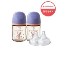 더블하트 모유실감 3세대 PPSU 디어프렌즈 트윈팩 160ml+젖꼭지(2입), 놀러올래빗, 3세대 젖꼭지SS