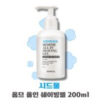 [본사정품] SIDMOOL 시드물 옴므 올인 쉐이빙젤 200ml 쉐이빙크림 면도젤 면도폼 쉐이브젤 쉐이빙폼 쉐이빙젤 Homme All In Shaving Gel 시드몰, 4개