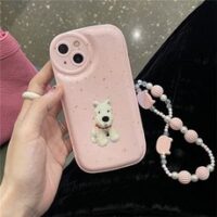 아이폰 케이스 귀여운 3d 슈나우저 강아지 곰 페르시 팔찌 전화 for iphone 13 12 11 pro xs max x xr 렌즈 보호 소프트 커버